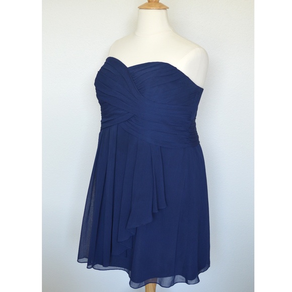 David's Bridal F14847 MARINE Short Chiffon Dress - Picture 1 of 8